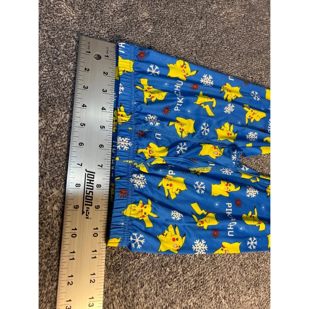 Pokemon Cuddl Duds Pikachu Pajama Pants Blue Holiday Snowflake Kids Medium